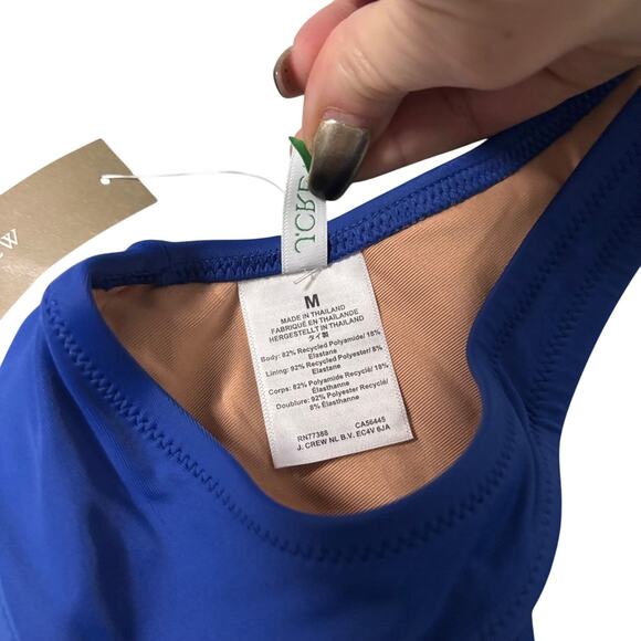 J.Crew Heritage Scoop Neck Bikini Top Blue Swimwear Medium NWT - Picture 3 of 3